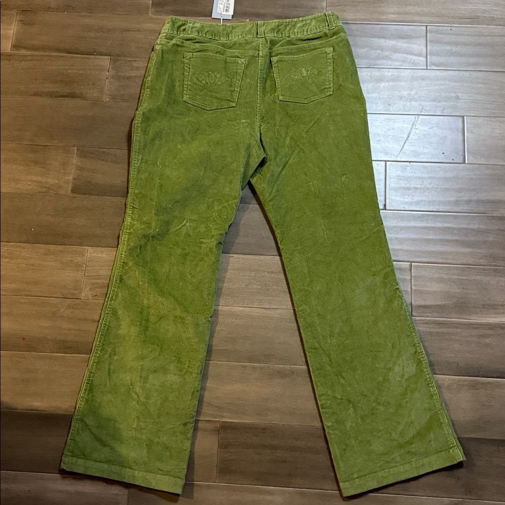 Tehama by Nancy Haley Olive Green Wide Leg Corduroy Pants SZ 14 - Picture 4 of 9